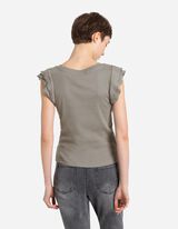 Shirt - Mouwen met volants - lichtgrijs