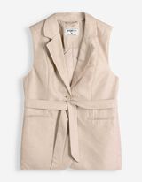 Lange Weste - Bindeg&uuml;rtel - beige