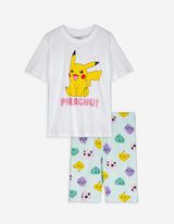 Set de tricou și șorturi - Pokémon - Alb