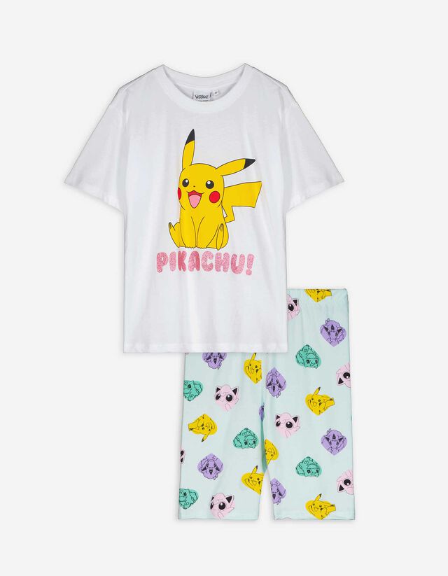 Set de tricou și șorturi - Pokémon - Alb