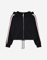 Sweatjacke - Color-Blocking - schwarz