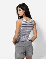 Cropped Top - Streifen - weiß