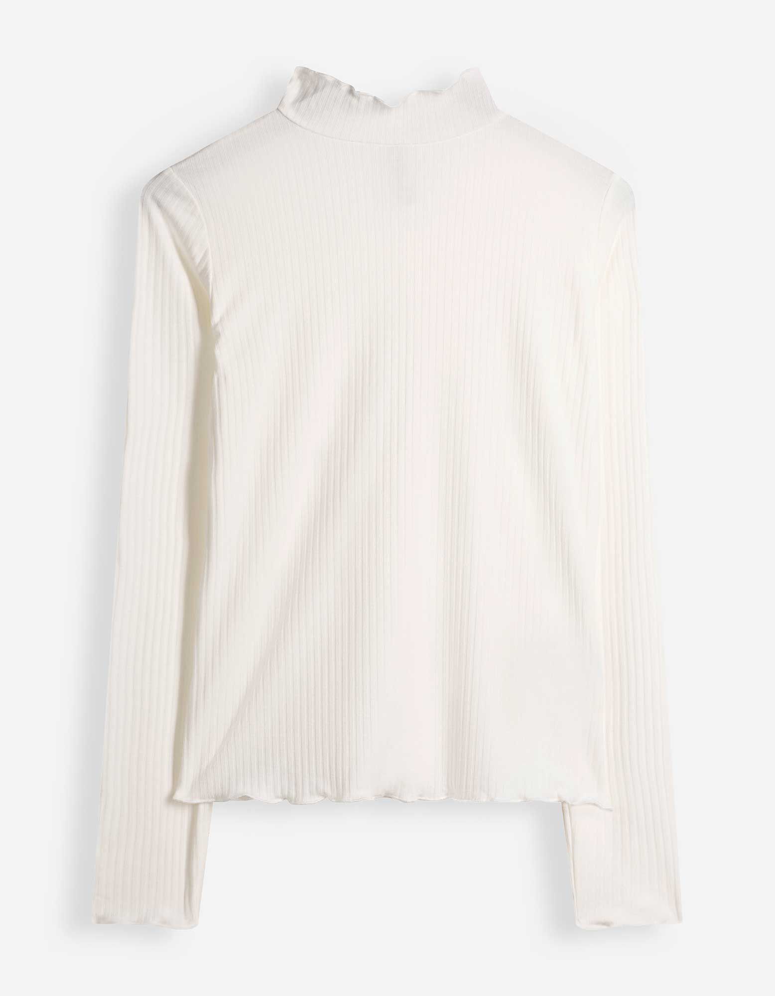 Langarmshirt - Rippenstruktur - Off-White