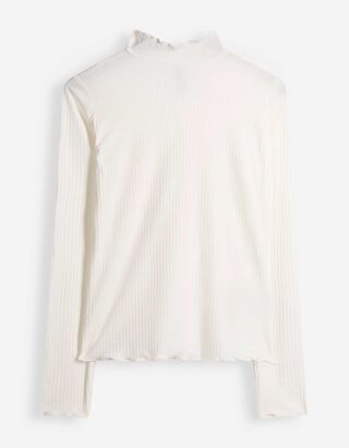 Langarmshirt - Rippenstruktur - Off-White