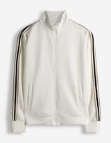 Sweatjacke - Galonstreifen - wei&szlig;
