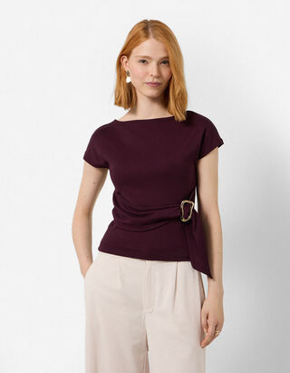 T-shirt - Gesp - Paars