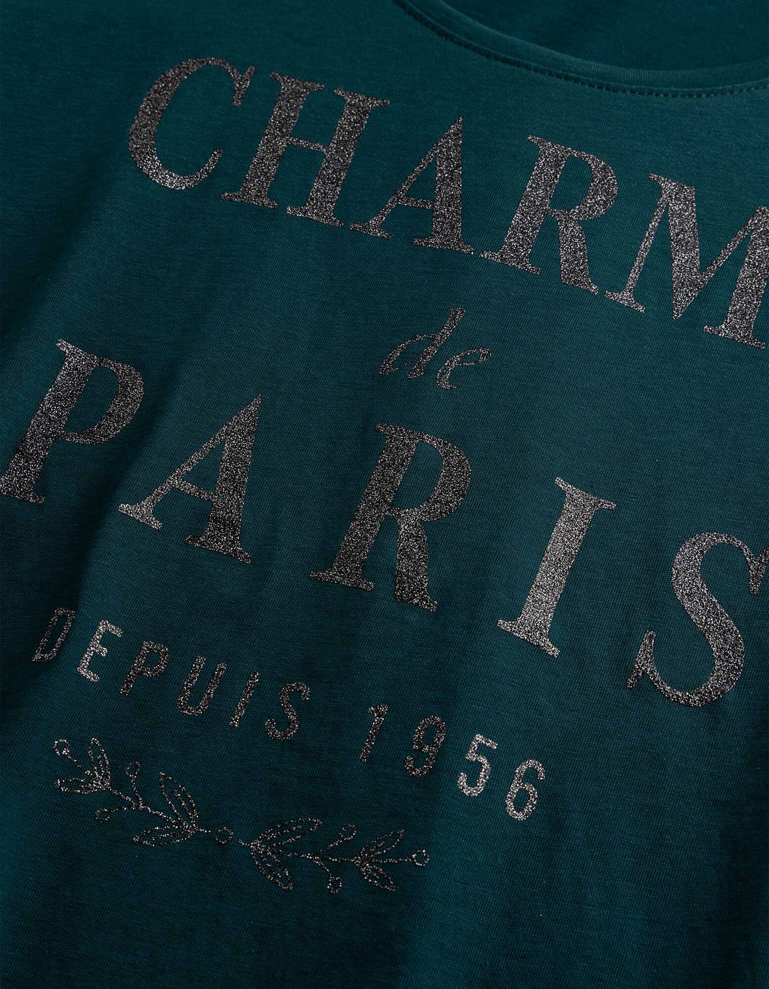 T-Shirt - Glitzerprint - Petrol