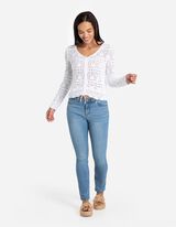 Pulover de tricot - Tricot perforat - Alb