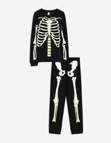Pyjama Set aus Langarmshirt und Hose  - Leuchtet im Dunklen - schwarz
