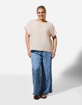 Shirt - Seitenschlitz - Beige