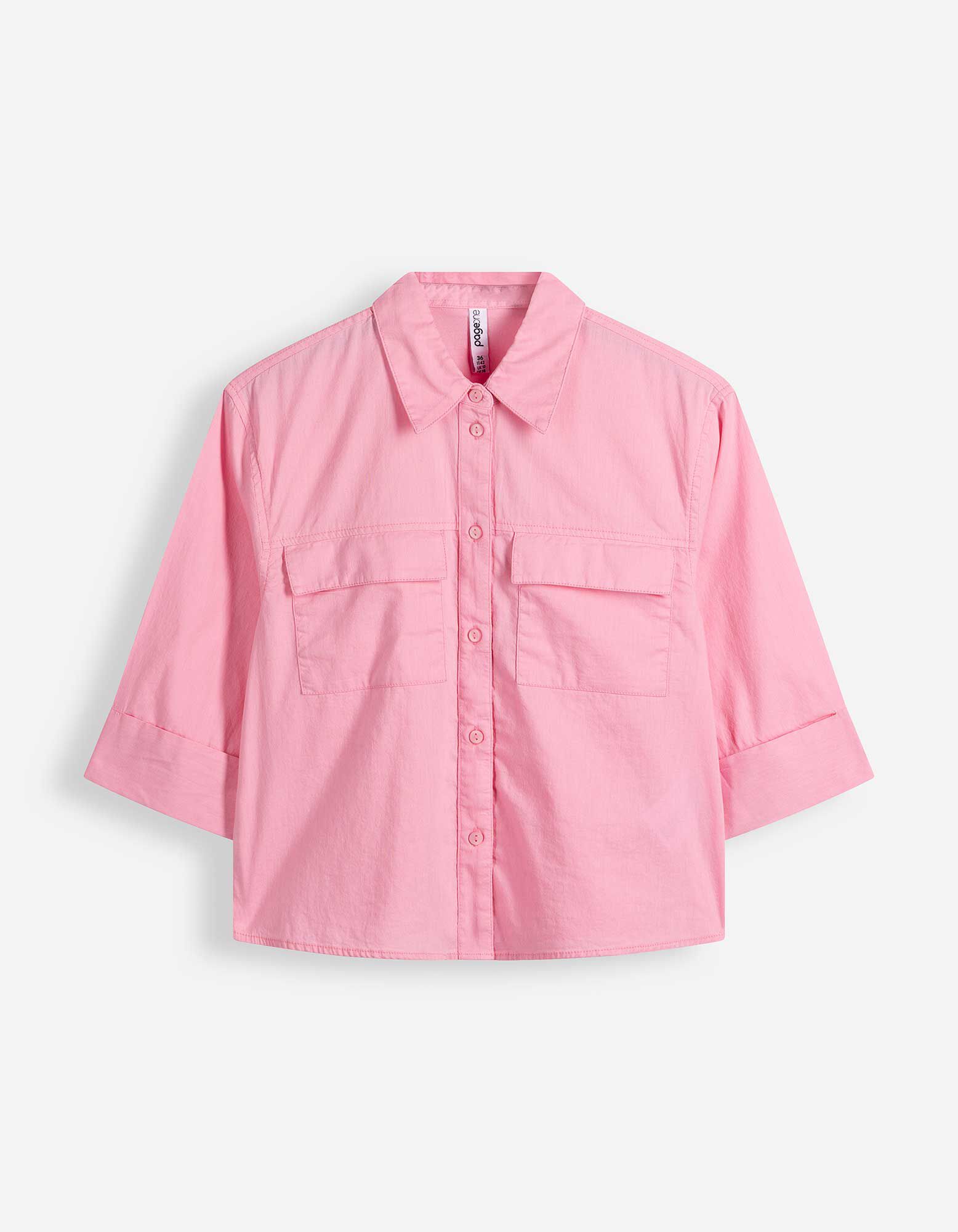 Hemdbluse - einfarbig - Pink