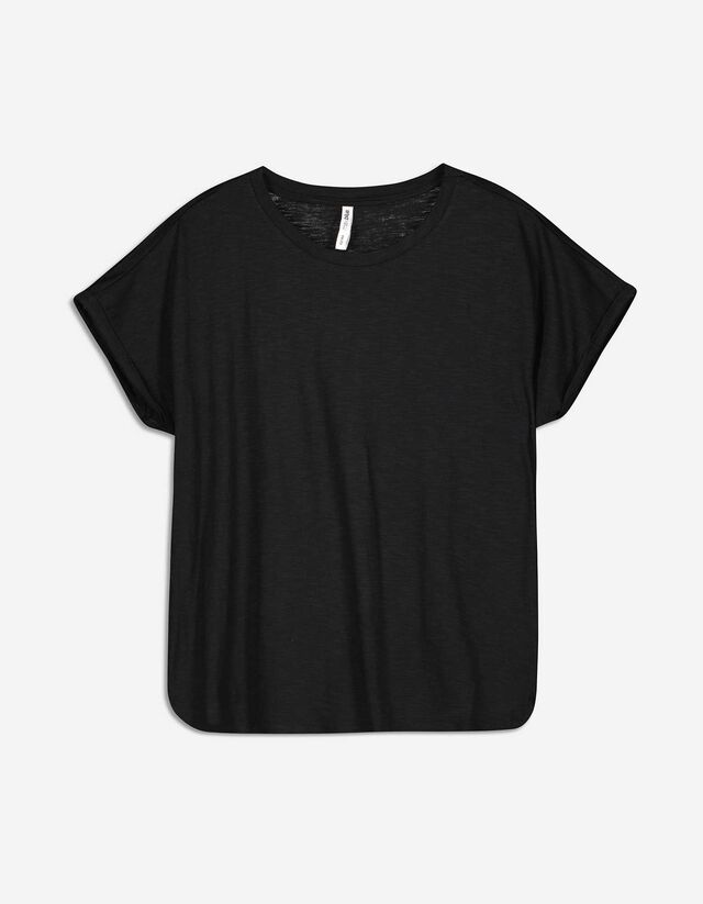 Shirt - Seitenschlitz - schwarz
