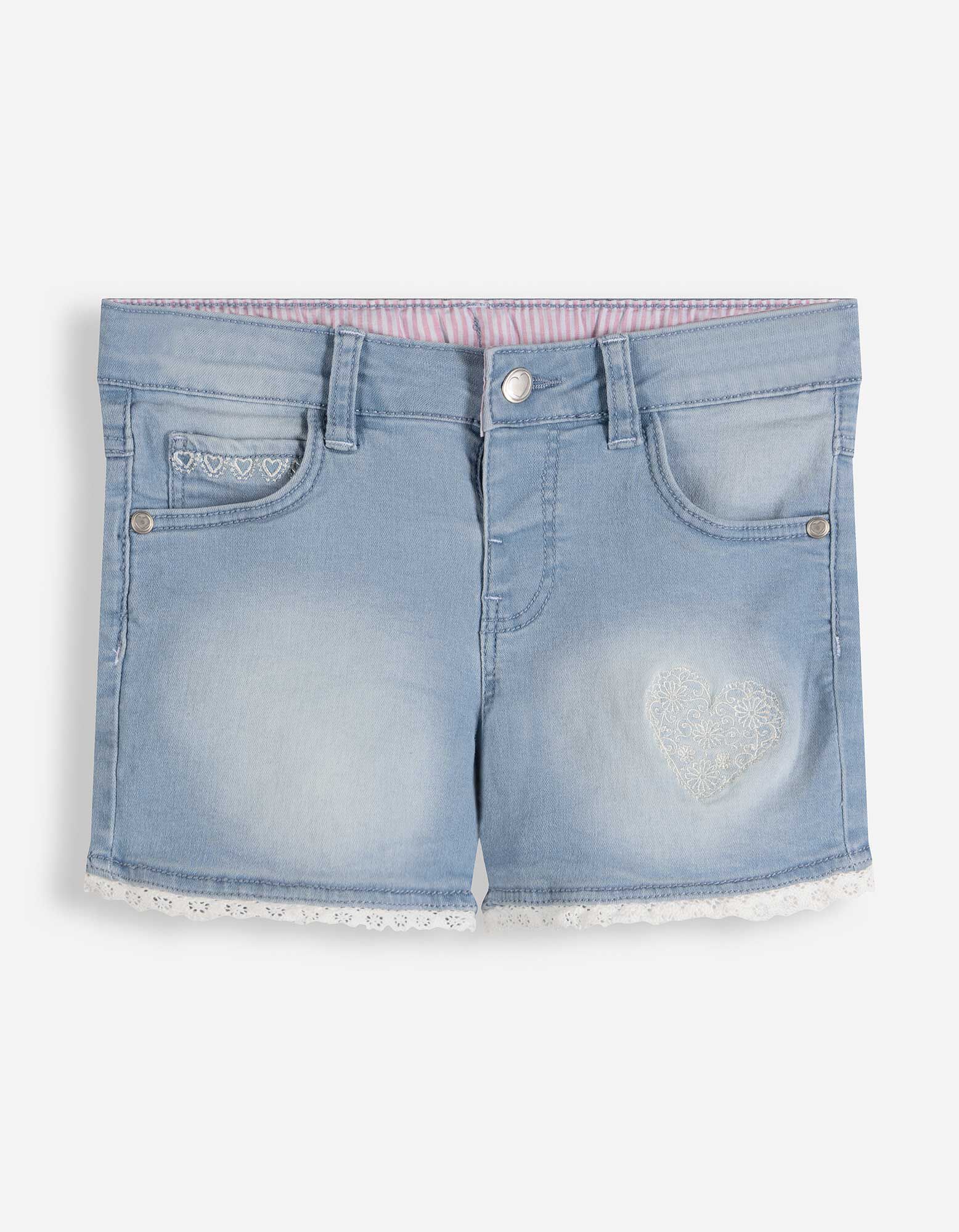 Short - Broderies - bleu clair