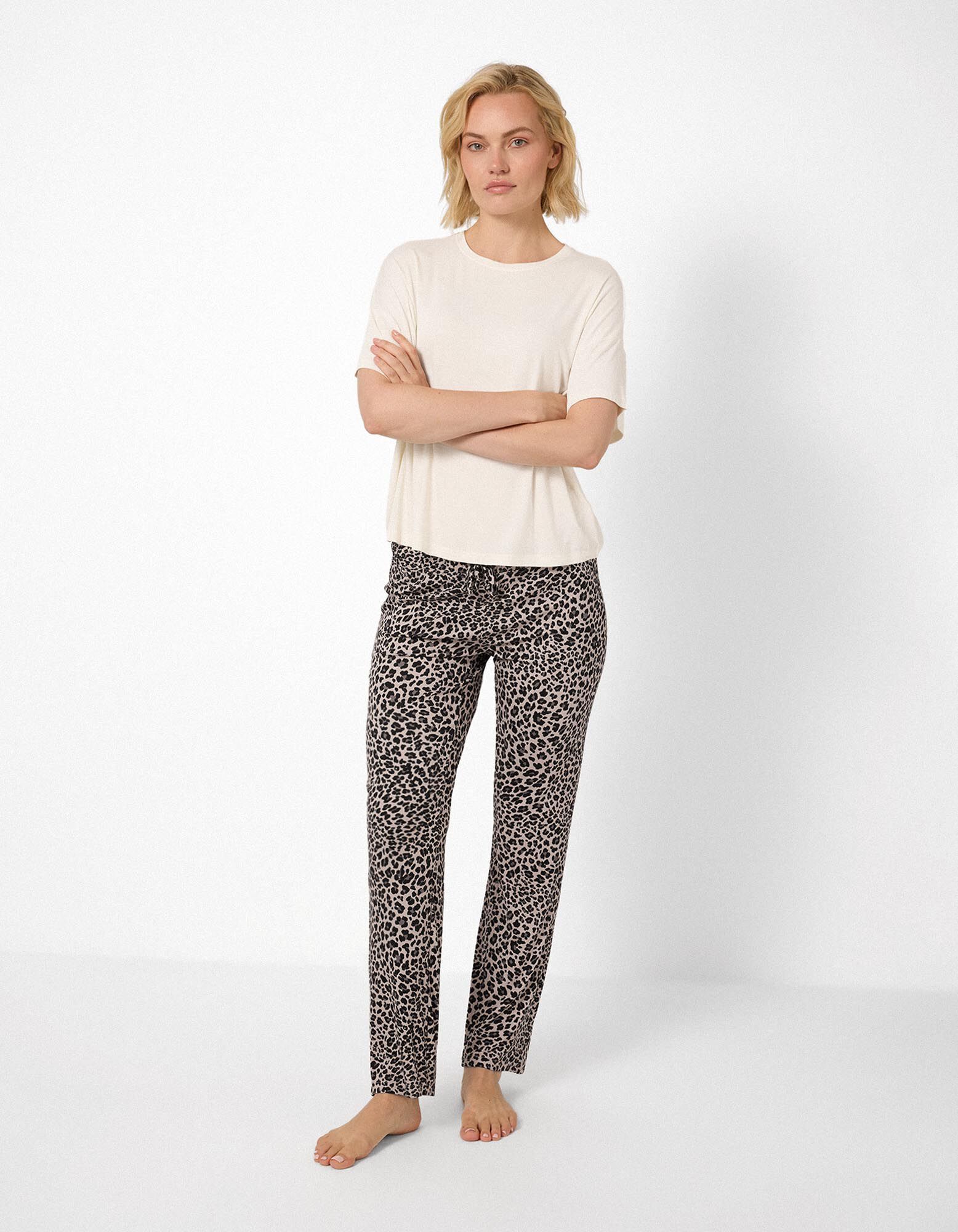 Pyjama set van shirt en broek - Viscose - Veelkleurig