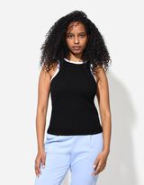 Top - Rippenstruktur - schwarz