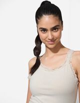 Top - Inserto in pizzo - bianco