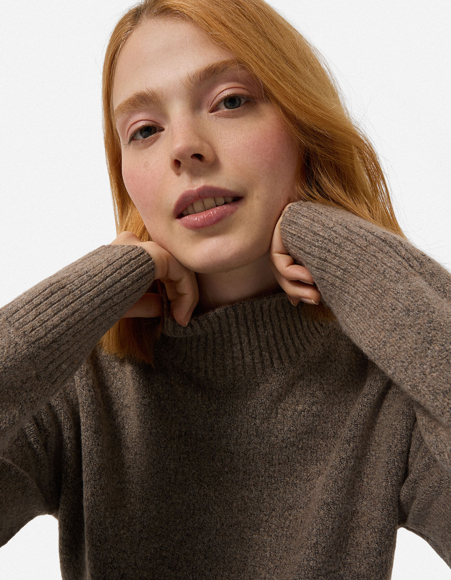 Pullover en tricot - Mockneck - Brun