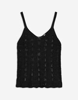Top tricotat - Tricot perforat - Negru
