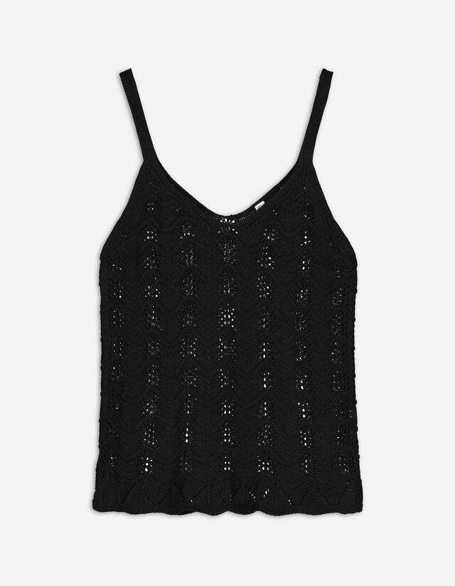 Top tricotat - Tricot perforat - Negru