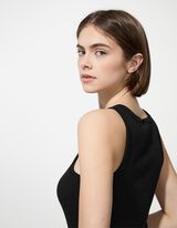 Top - Rippenstruktur - schwarz