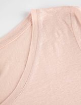 Majica kratkih rukava - Mje&scaron;avina lana - ruzicasta