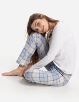 Pyžamové nohavice - Sťahovanie na šnúrku na spodnom okraji - biely