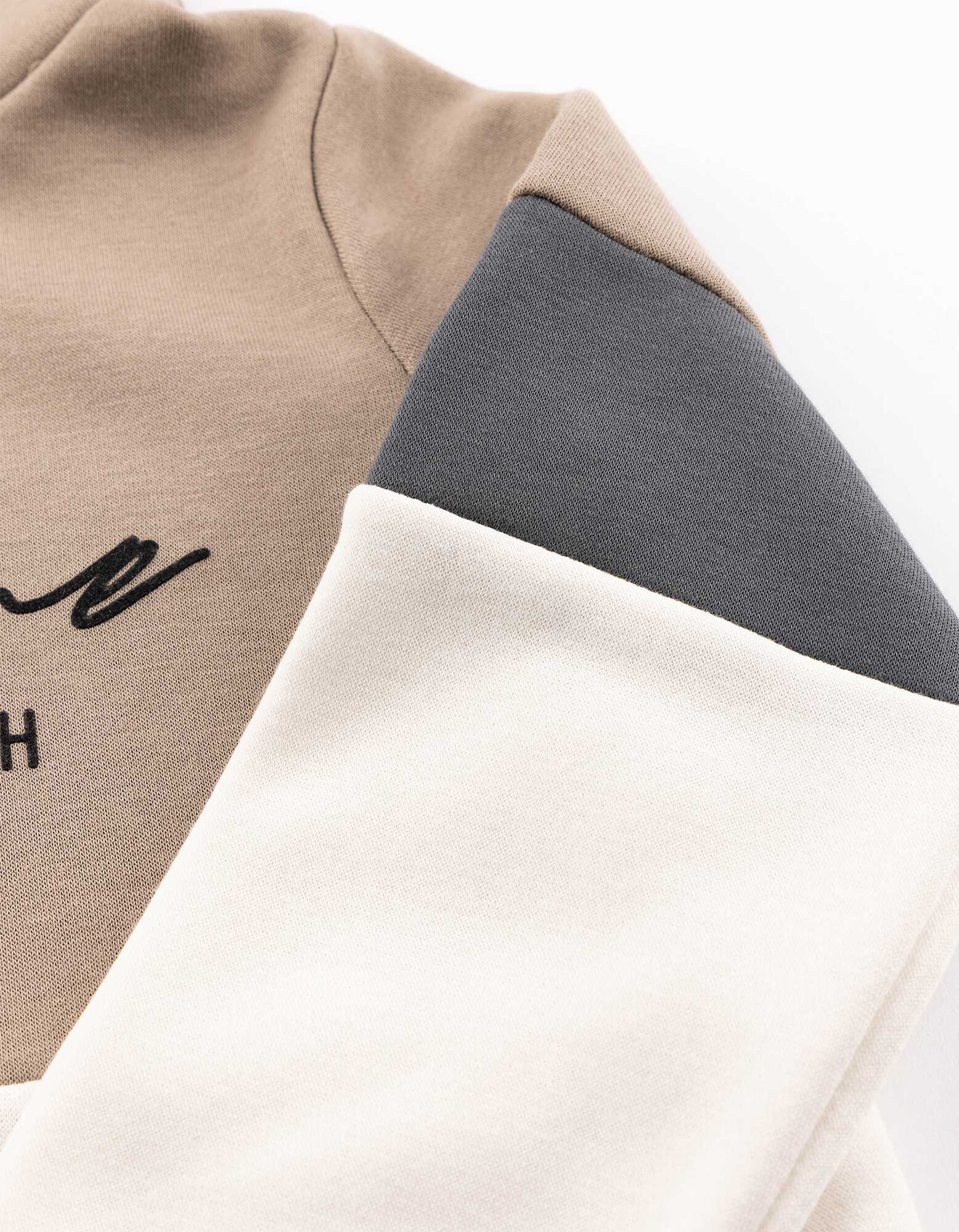 Set aus Sweatshirt und Hose - Color-Blocking - Off-White