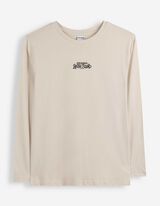 Langarmshirt - Frontprint - Hellgrau