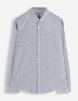 Overhemd - Linnenmix - donkerblauw