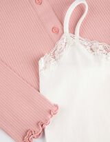 Hossz&uacute; ujj&uacute; p&oacute;l&oacute; &eacute;s top szettben - r&ouml;vid&iacute;tett - rozsaszin