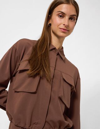 Bluse - Regulierbarer Saum - Braun