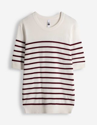 Pullover - Streifen - dunkelrot