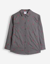 Ensemble top et chemisier  - Broderies - gris fonc&eacute;