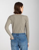 Majica dugih rukava - Rebrasta struktura - tamno zelena