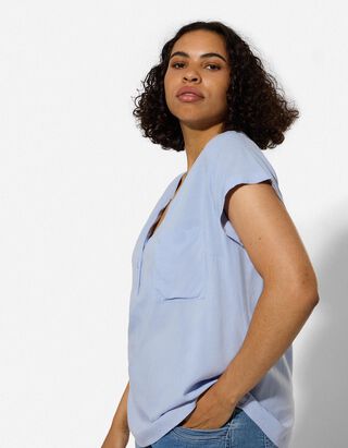 Bluse - Viskose - Hellblau