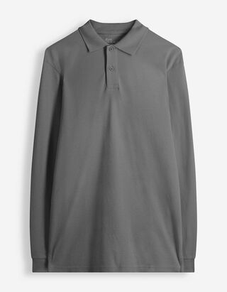 Langarmshirt - Polokragen - Dunkelgrau