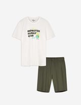 Pigiama completo (maglia + shorts) - Stampa - verde scuro