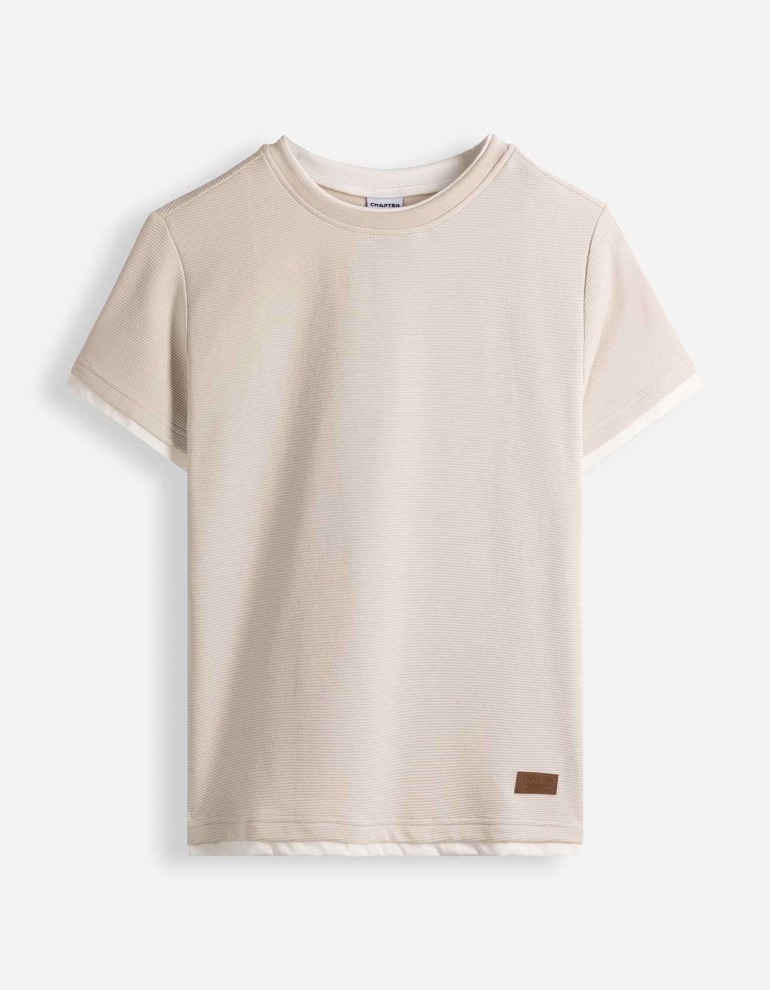 T-Shirt - Double-Layer-Look - Hellgrau