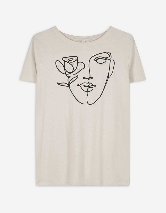 T-shirt - Sierkraaltjes - beige