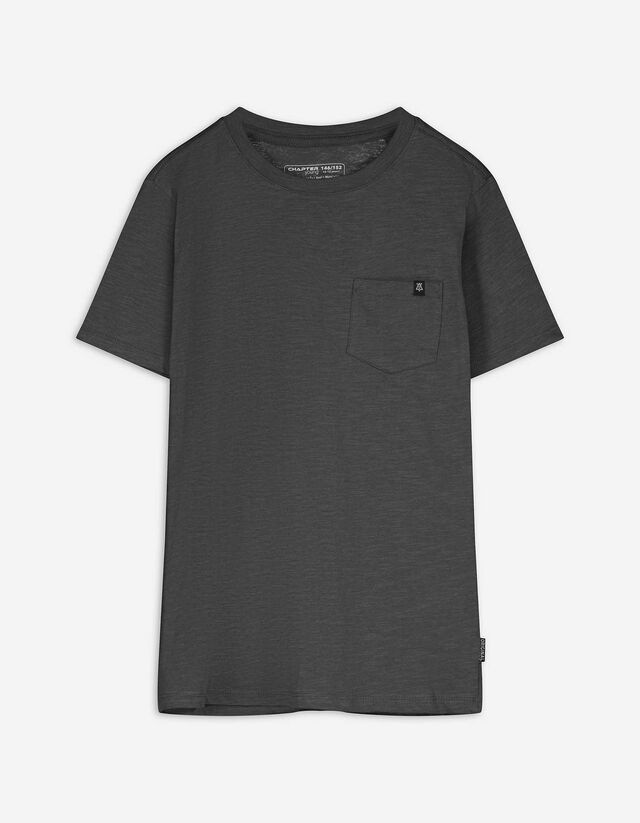 T-Shirt - Brusttasche - dunkelgrau