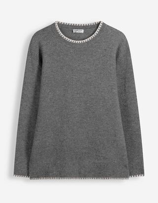 Pullover - Kontrastn&auml;hte - Grau