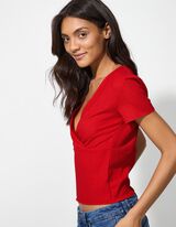 T-Shirt - Wickeloptik - rot