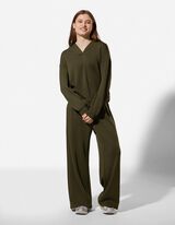 Hoodie - V-Ausschnitt - dunkelgr&uuml;n