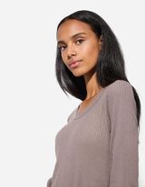 Tričko s dlhými rukávmi - Rebrovaná štruktúra - hneda