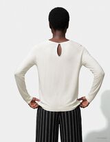 T-shirt &agrave; manches longues - manches raglan - Blanc cass&eacute;