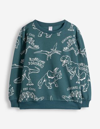 Sweatshirt - Print all-over - Donkergroen