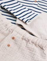 Pikkade varrukatega s&auml;rgist ja p&uuml;kstest koosnev komplekt - musliinkangas - valge