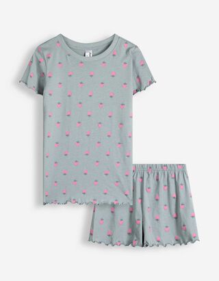 Pigiama completo (maglia + shorts) - Motivo allover - celeste