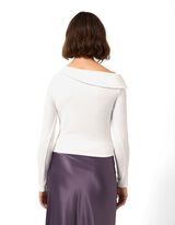 Langarmshirt - Schulterfrei - Off-White