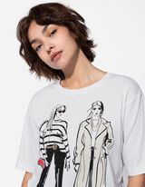 T-s&auml;rk - lisatud tikand - valge